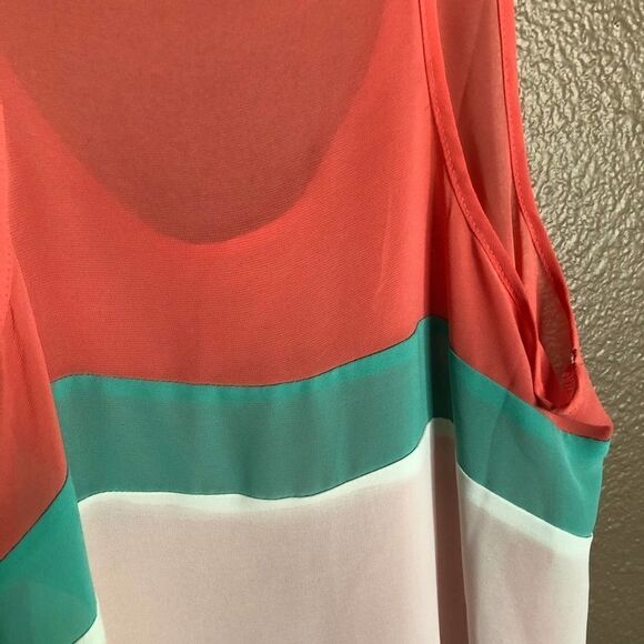 Orange Sheer Color-Block Tank Top - Picture 6 of 6